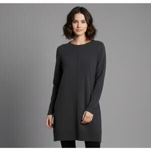 J.Jill 100% Cashmere Tunic Sweater Dark Grey Large Quite Luxury Cozy Minimalist